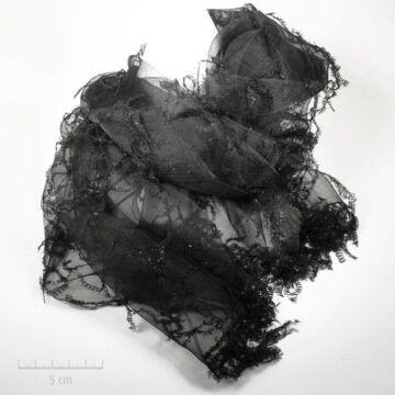 Grande étole de soie transparente, mode cabaret 1900 noir et argent, habillé. Rétro ou contemporain, accessoire glamour pétillant et sensuel. Zor paris