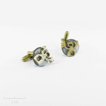 Boutons de manchettes 5 - Créateur Bijoux Fantaisie Zor Paris rondes au design actuel, silhouette d’homme doré, or fin couleur champagne. Accessoire pour manches mousquetaires. Création Zor Paris