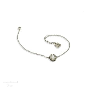 Bracelet gourmette bohème, argenté et chaîne fine. Glamour rétro et design actuel. Sensuel, féminin starlette icône des années 20. Couleur opale diamant. Création Zor