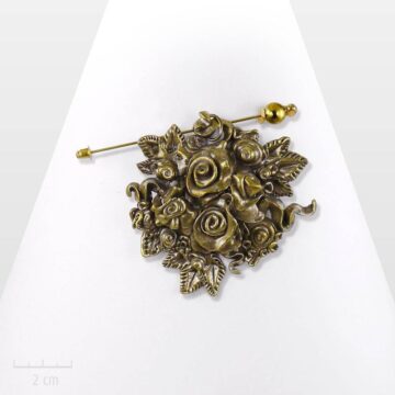Offrez un bouquet de fleurs éternelles. Bijou romantique, grande broche fibule modulable en pendentif. Bronze rétro, cadeau fête des mères. Création Zor Paris