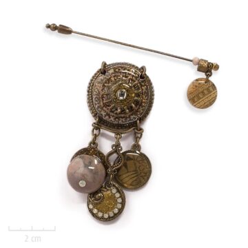 Pic broche et pendentif ethnique. Bijou topaze, talisman africain, pierre fine agate. Création fantaisie. Zor Paris 2