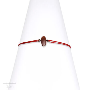 Bijou nature pour Enfant. Bracelet unisexe lacet réglable rouge, cordon marin. Bois de couleur acajou, exotique et bronze. Atelier Zor Paris