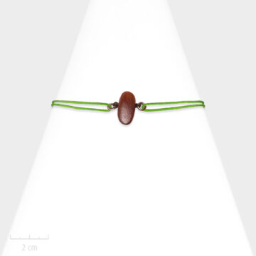 Bijou nature pour Enfant. Bracelet unisexe lacet réglable vert, cordon marin. Bois de couleur acajou, exotique et bronze. Atelier Zor Paris