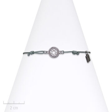 Bracelet Homme à cordon réglable gris bleu, clair. Bijou masculin, attrape-rêve, étoile et rond argent. Zor Création Paris