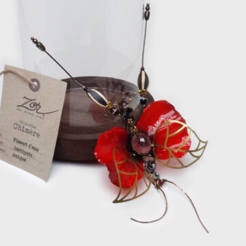 Bestiaire: insecte unique, phasme Piment d'eau. Bijoux précieux, chimère en pierre améthyste. Art & Création Zor Paris Aboukir