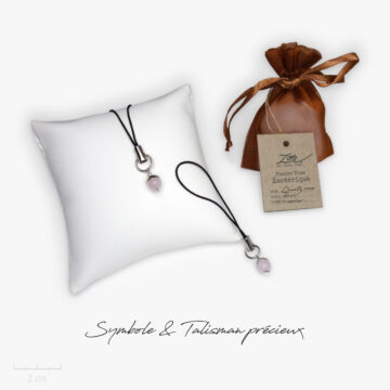 Cadeau porte-bonheur, symbole et lithothérapie: perle de quartz rose, pierre naturelle à petit prix. Précieux bijou Zor ésotérique