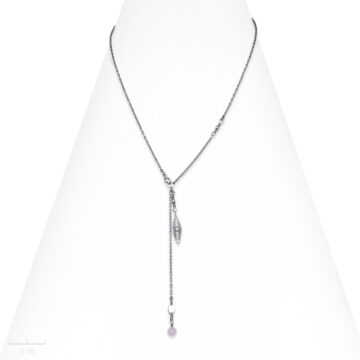 Collier Ethnique, chaîne argent, pendentif filigrane et pierre de quartz rose. Bijou Zor Paris Made in France