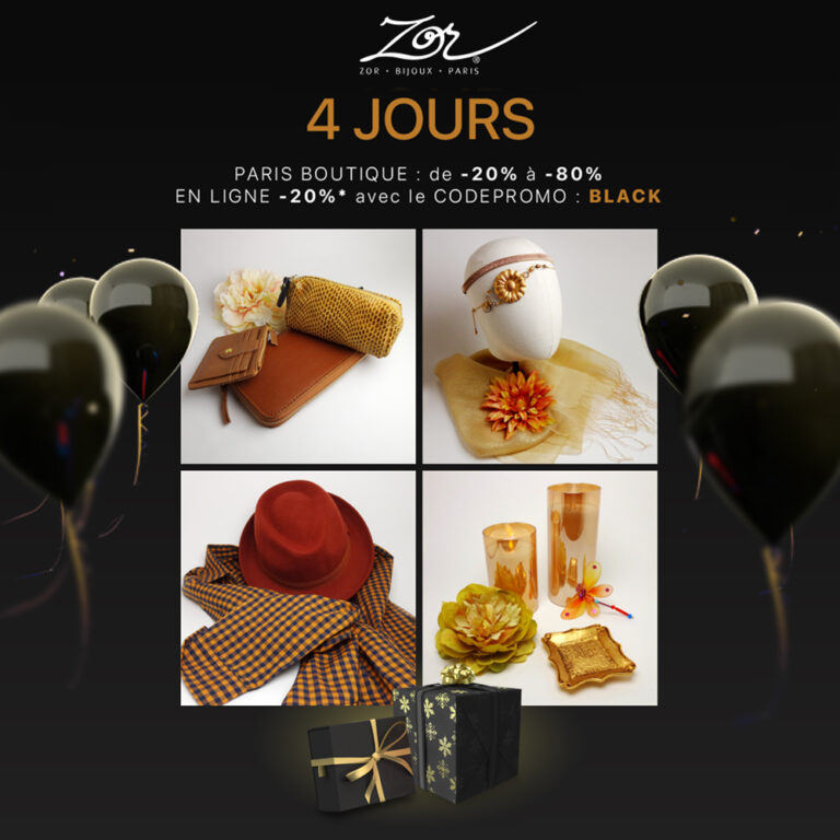 Black Friday: Promotion cuir, chemise, chapeau, vêtement, bijou de tête, déco, marron, jaune, camel. Offre de créateur en or 20% à -80%. Zor Paris 2