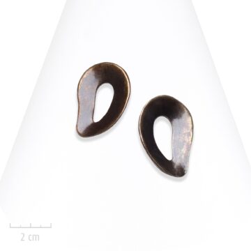 Boucle d'oreille moderne percée. Style sculpture contemporaine bronze, symbole du design de Ron Arad. Zor Paris 2