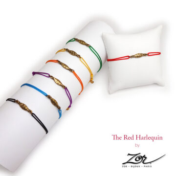 Bracelet Homme avec lacet réglable losange de couleur inspiré de The Red Harlequin (TRH) par Zor made in france