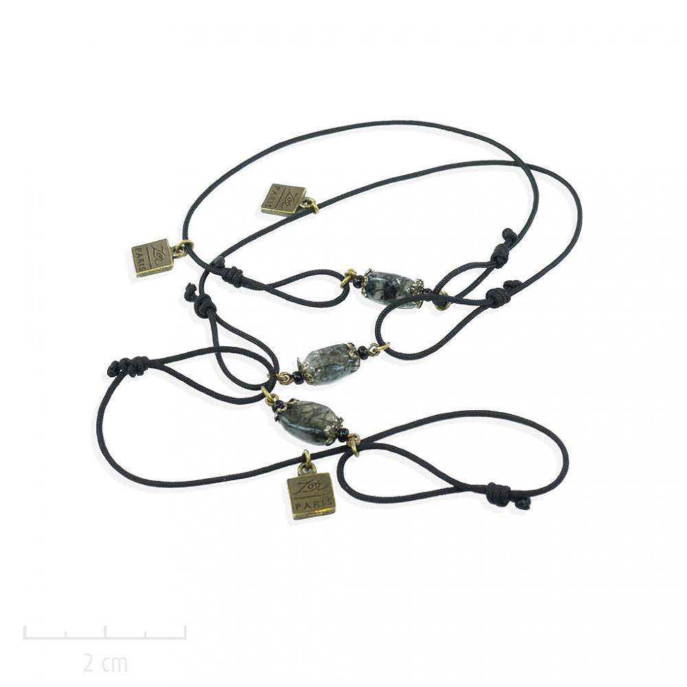 Bracelet homme lacet pierre fine bronze quartz tourmaline bijou masculin Zor Creation Paris 2