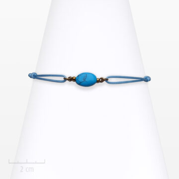 Bracelet Enfant à cordon et pierre turquoise bijou bleu vert marine symbole porte bonheur précieux Zor Paris 3