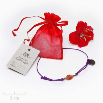 Bracelet Homme à cordon fin violet. Bijou naturel et pierre semi précieuse orange cornaline Zor Bijouterie Paris 1.