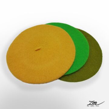 Accessoire: Chapeau cloche, casquette, bonnet ou béret jaune, vert ou kaki 100% laine. Boutique Zor Paris 2 création France