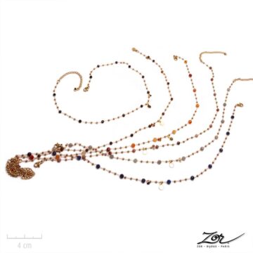Collier romantique, bijou doré petit tour de cou précieux. Pierre fine, perle or. Zor Créations Paris 1