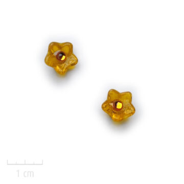 Boucle d'oreille romantique. Petit bijou fleur cristal, jaune topaze, pâte de verre. Artisanal fabrication française. Zor Paris 3