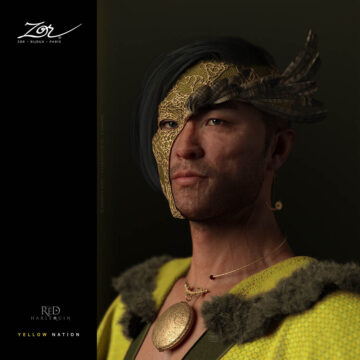 Boucle d'oreille Arlequin, bijou percé pendant. Lune d'or symbole Jaune du roman TRH. Pour Femme et Homme, Zor-Paris 3