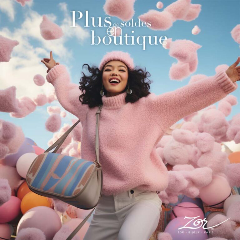 Soldes, promotions en magasin. Vêtement, chapeau, sac, bijou créateur Zor. Paris 2 métro Aboukir